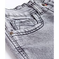 Pine Kids Denim Woven Full Length Jeans With Tiger Print - Grey