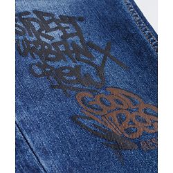 Pine Kids Denim Woven Full Length Jeans With Text Print - Blue