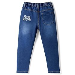 Pine Kids Denim Woven Full Length Jeans With Text Print - Blue