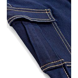Pine Kids Denim Woven Full Length Washed Jeans With Cargo Pocket - Blue