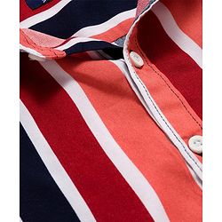 Pine Kids Cotton Woven Half Sleeves Shirt With Stripes - Multicolour