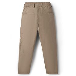 Pine Kids Cotton Elastane Woven Full Length Solid Colour Trouser Pant - Tan