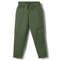 Pine Kids Cotton Elastane Woven Full Length Solid Colour Trouser Pant - Tan