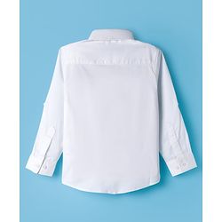 Pine Kids Cotton Woven Full Sleeves Party Shirt With Leaf Print - White