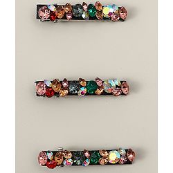 Pine Kids Hair Alligator Pins with Dimand Applique -Multicolor
