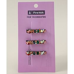 Pine Kids Hair Alligator Pins with Dimand Applique -Multicolor