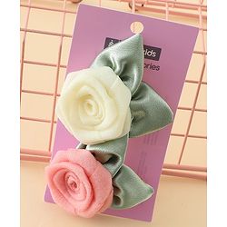 Pine Kids Hair Clips With Floral Applique Pack of 2 - Cream & Pink