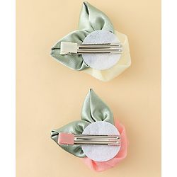 Pine Kids Hair Clips With Floral Applique Pack of 2 - Cream & Pink