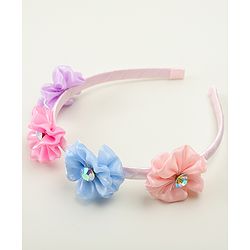Pine Kids Hair Bands With Floral Applique - Multicolor