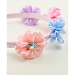 Pine Kids Hair Bands With Floral Applique - Multicolor