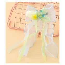 Pine Kids Bow & Butterfly Clip With Floral Applique  - Blue