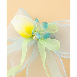 Pine Kids Bow & Butterfly Clip With Floral Applique  - Blue