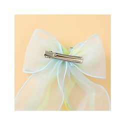Pine Kids Bow & Butterfly Clip With Floral Applique  - Blue