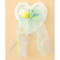 Pine Kids Bow & Butterfly Clip With Floral Applique  - Blue