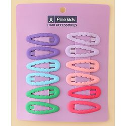 Pine Kids Snap Clips Pack of 12 -  Sea Green Red & Purple