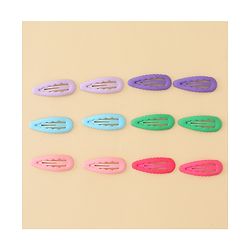 Pine Kids Snap Clips Pack of 12 -  Sea Green Red & Purple