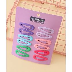 Pine Kids Snap Clips Pack of 12 -  Sea Green Red & Purple