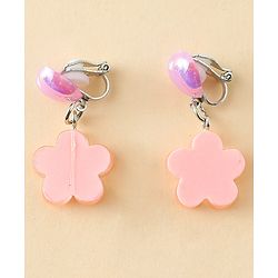 Pine Kids Earrings with Flower Design - Pink