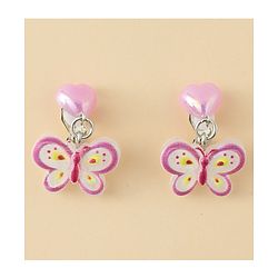 Pine Kids Earrings with Butterfly Design - Purple
