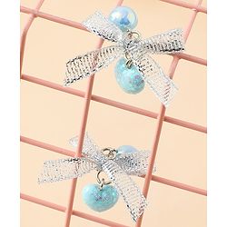 Pine Kids Earrings with Bow & Hearts Design - Blue