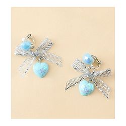 Pine Kids Earrings with Bow & Hearts Design - Blue