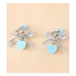 Pine Kids Earrings with Bow & Hearts Design - Blue