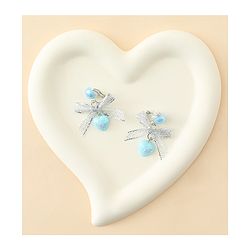 Pine Kids Earrings with Bow & Hearts Design - Blue