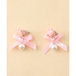 Pine Kids Earrings with Bow  Design - Pink
