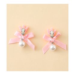 Pine Kids Earrings with Bow  Design - Pink