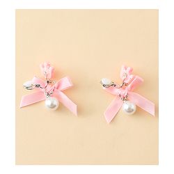 Pine Kids Earrings with Bow  Design - Pink