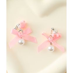 Pine Kids Earrings with Bow  Design - Pink