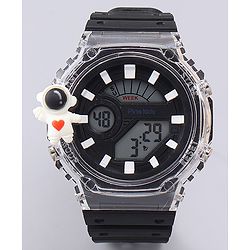 Pine Kids Free Size Digital Watch with Astronaut Applique - Black