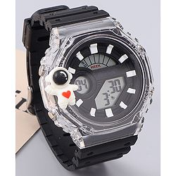 Pine Kids Free Size Digital Watch with Astronaut Applique - Black