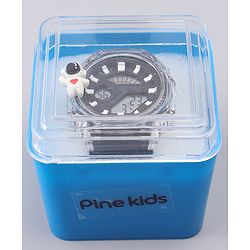Pine Kids Free Size Digital Watch with Astronaut Applique - Black