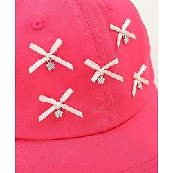 Pine Kids Cotton Baseball Cap With Bow Applique Fuchsia - Diameter 17 cm
