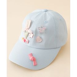 Pine Kids Cotton Baseball Cap With Heart & Star Applique Light Blue - Diameter 17 cm