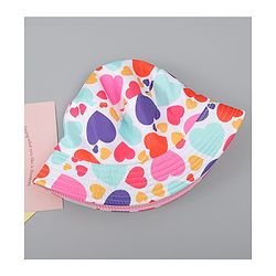 Pine Kids Bucket Hat With Heart Print White - Diameter 17 cm
