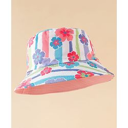 Pine Kids Bucket Hat With Floral Print White - Diameter 17 cm