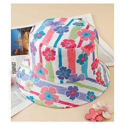 Pine Kids Bucket Hat With Floral Print White - Diameter 17 cm
