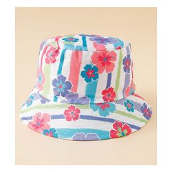 Pine Kids Bucket Hat With Floral Print White - Diameter 17 cm