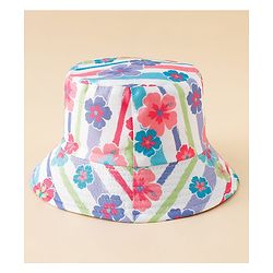 Pine Kids Bucket Hat With Floral Print White - Diameter 17 cm