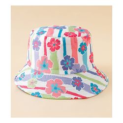 Pine Kids Bucket Hat With Floral Print White - Diameter 17 cm