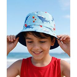 Pine Kids Bucket Hat With Shark Print Light Blue - Diameter 17 cm