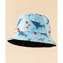 Pine Kids Bucket Hat With Shark Print Light Blue - Diameter 17 cm