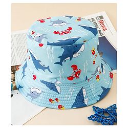 Pine Kids Bucket Hat With Shark Print Light Blue - Diameter 17 cm