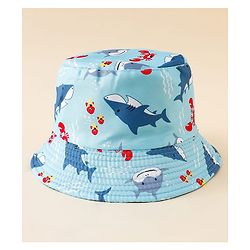Pine Kids Bucket Hat With Shark Print Light Blue - Diameter 17 cm