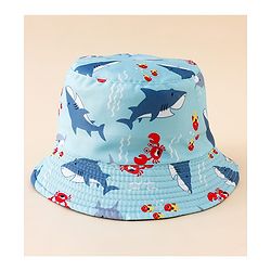 Pine Kids Bucket Hat With Shark Print Light Blue - Diameter 17 cm