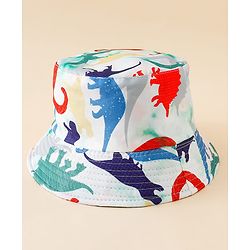Pine Kids Bucket Hat With Dino Print White - Diameter 17 cm
