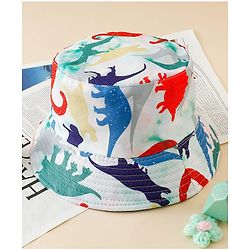 Pine Kids Bucket Hat With Dino Print White - Diameter 17 cm