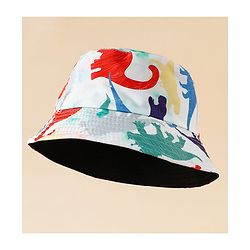 Pine Kids Bucket Hat With Dino Print White - Diameter 17 cm
